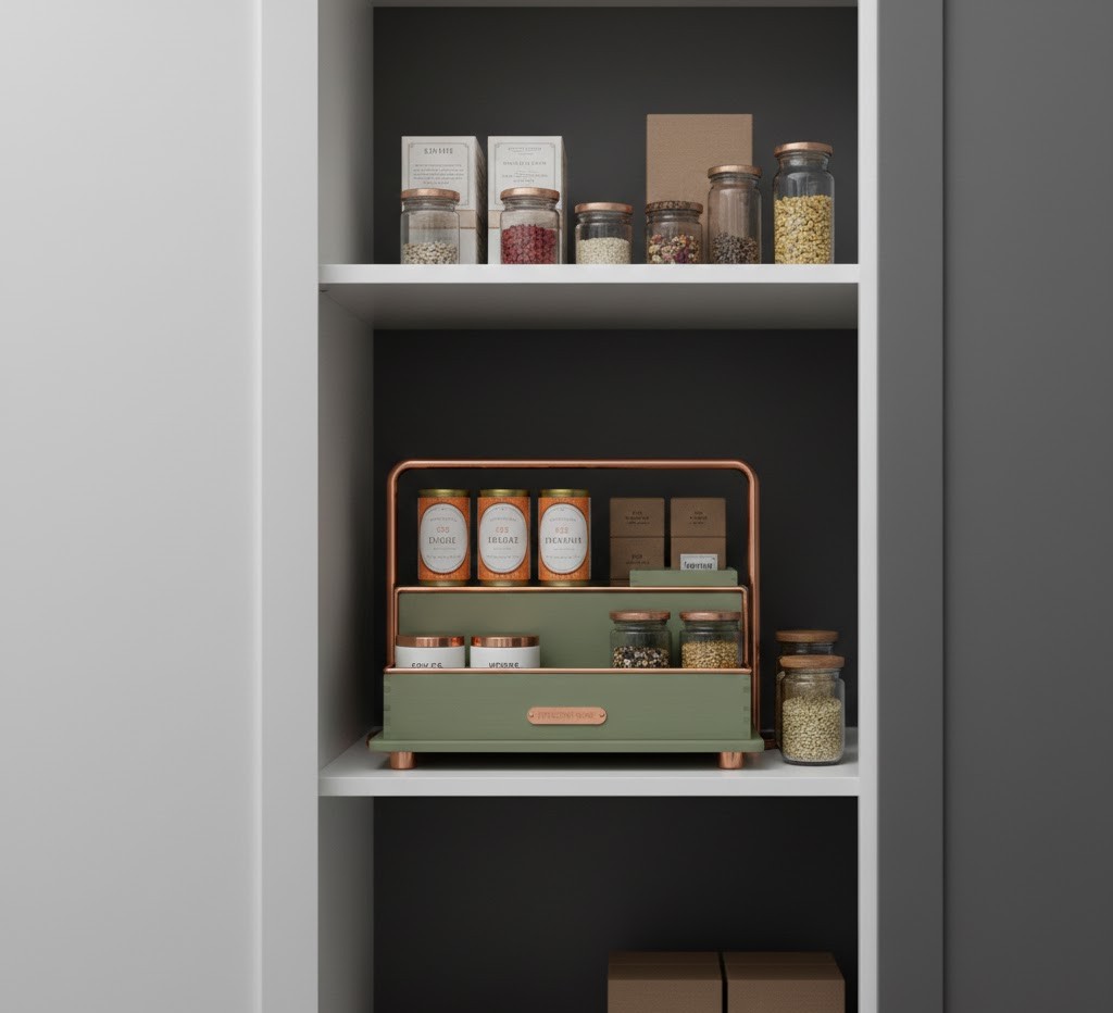 Tiered pantry shelf organizer