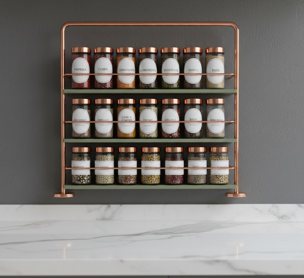 Spice rack organizer with labels